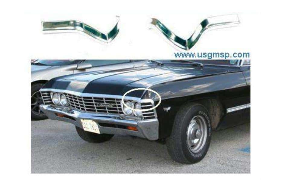 67 Chevy Impala Front Upper Outer Eyebrow Molds (pr)